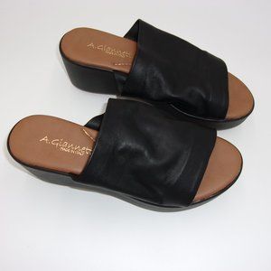 Black Platform Slides A Giannetti Italy NWOT